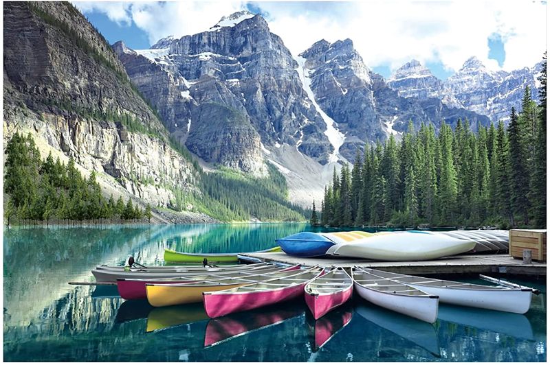 Photo 1 of Winter Snow Mountain Jigsaw 1000 Piece Puzzles for Adults Jigsaw Puzzles - Moraine Lake Puzzles for Kids Family Game Home Decoration Reliever Stress Toy
