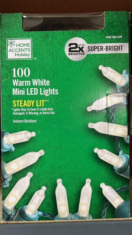 Photo 1 of HOME ACCENTS 100 LIGHT LED SMOOTH MINI SUPER BRIGHT CONSTANT ON WARM WHITE
