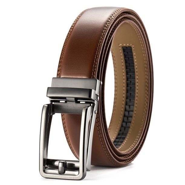 Photo 1 of Chaoren Click Ratchet Belt Dress with Sliding Buckle 1 3/8" - Men's Belt Adjustable Trim to Exact Fit
