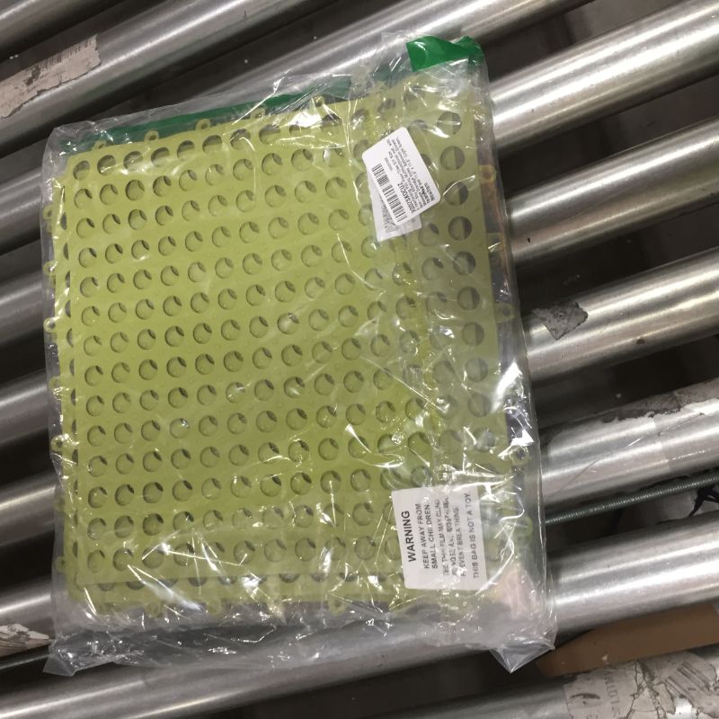 Photo 2 of 6 Interlocking PVC Floor Tiles DIY Size Non-Slip Stitching Multifunctional mat, with Massage Drainage Holes, Bathroom Shower Toilet Floor mat 11.8" x 11.8" (Light Green, 11.8"X11.8")
