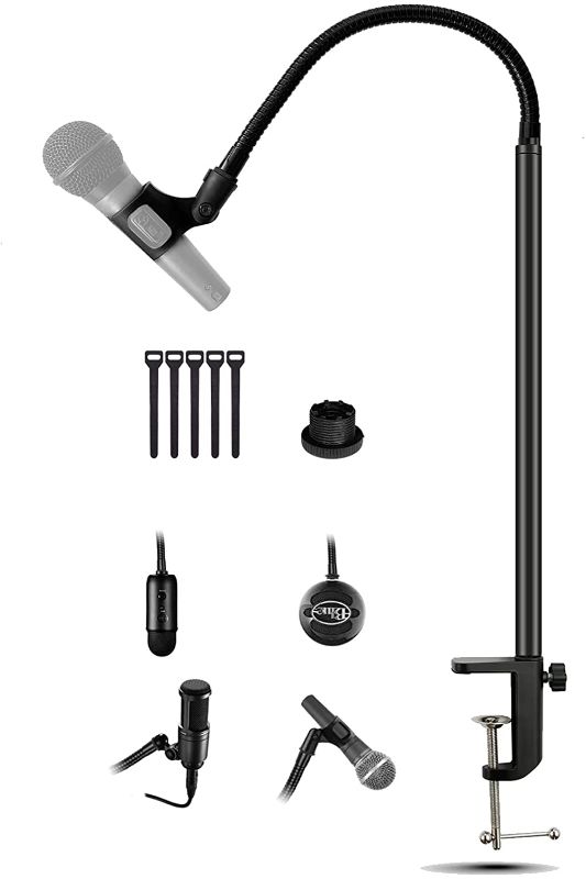 Photo 1 of Boom Arm Microphone Arm-Mic Boom Arm Adjustment Gooseneck with 3/8"to 5/8" Screw Adapter Mic Arm Microphone Boom Arm for Blue Yeti Snowball,Professional Streaming,Voice-Over,Recording,Games
