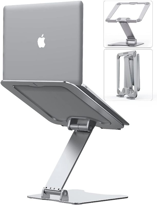 Photo 1 of Laptop Stand Adjustable, Letlar Laptop Holder, Aluminum Laptop Riser Stand for Desk, Adjustable Height 1.9"-12", Compatible with MacBook, Air, Pro, Dell XPS, Samsung, All Laptops 8-15.6 Inches-Silver
