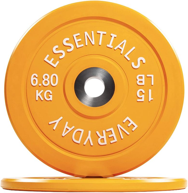 Photo 1 of BalanceFrom Everyday Essentials Color Coded Olympic Bumper Plate Weight Plate with Steel Hub, Pairs or Sets
