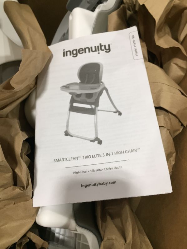 Photo 3 of Ingenuity SmartClean Trio Elite 3-in-1 Convertible Baby High Chair, Toddler Chair, and Dining Booster Seat - Slate
