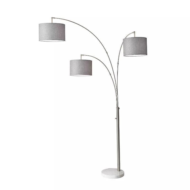 Photo 1 of 3-Arm Bowery Arc Lamp Brushed Steel - Adesso
