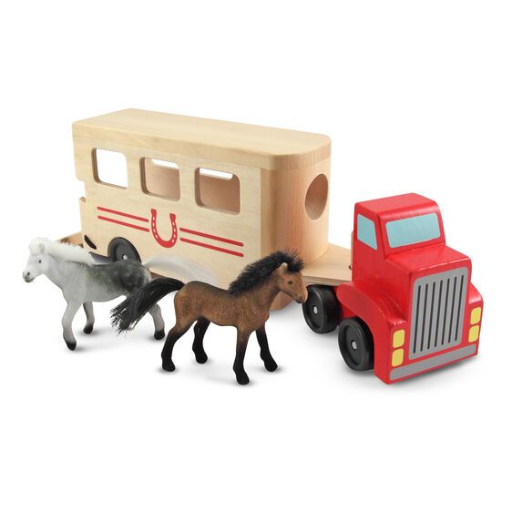 Photo 1 of MELISSA AND DOUG Horse Carrier Wooden Vehicles Play Set