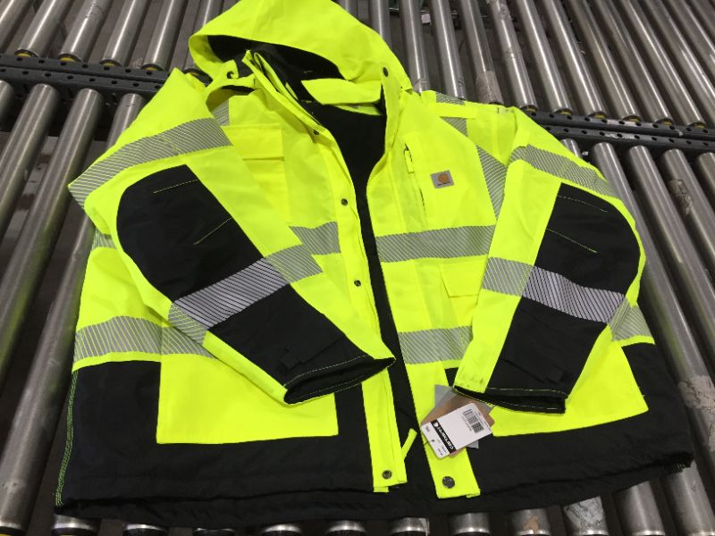 Photo 4 of Carhartt Men's High Vis Waterproof Class 3 Insulated Sherwood Jacket, Brite Lime, XX-Large