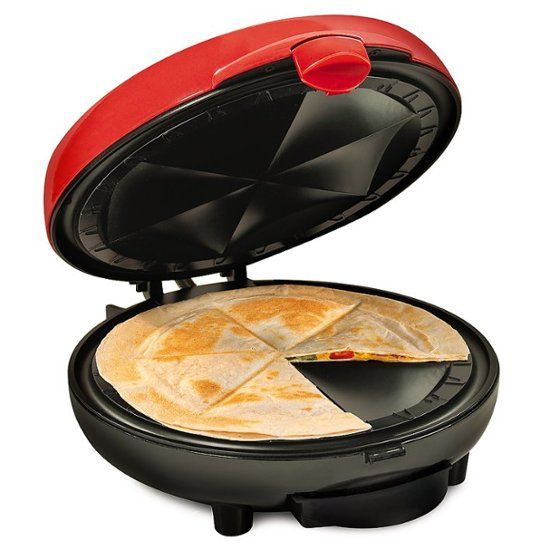 Photo 1 of Taco Tuesday - TTEQM8RD Deluxe 6-Wedge Electric Quesadilla Maker with Extra Stuffing Latch - Red
