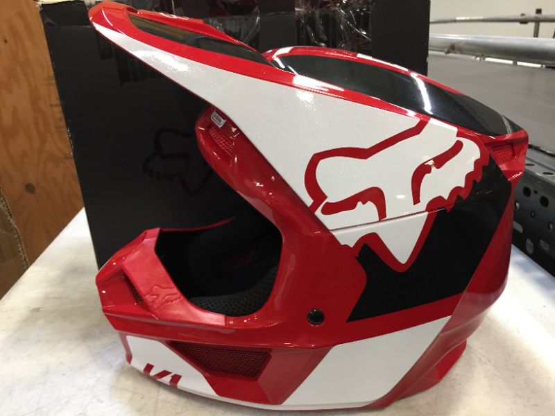 Photo 2 of FOX RACING V1 REVN HELMET - RED/WHITE--- large
