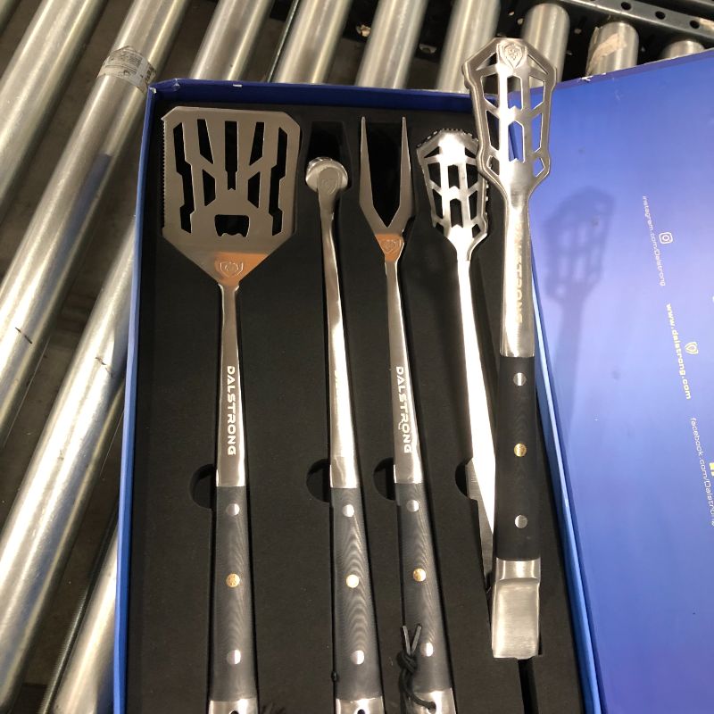 Photo 2 of Premium Grill Kit - 4 Piece - Tongs, Spatula, Fork, Silicone Basting Brush
