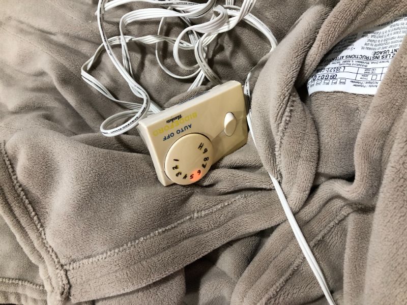 Photo 3 of Biddeford Blankets Comfort Knit Electric Heated Blanket with Analog Controller, Queen, Taupe Brown
