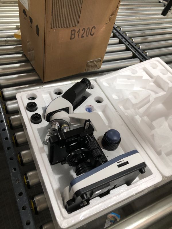 Photo 2 of AmScope B120C Siedentopf Binocular Compound Microscope, 40X-2500X Magnification, Brightfield, LED Illumination, Abbe Condenser, Double-Layer Mechanical Stage
