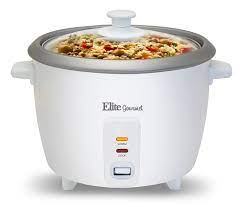 Photo 1 of Elite Gourmet - 6-Cup Rice Cooker with Steam Tray - white
