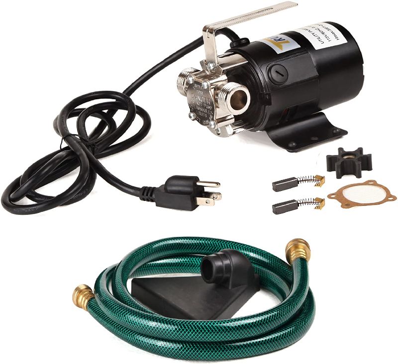 Photo 1 of Trupow 1/10HP 330GPH 115-Volt Mini Portable Electric Utility Sump Transfer Water Pump with Water Hose Kit
