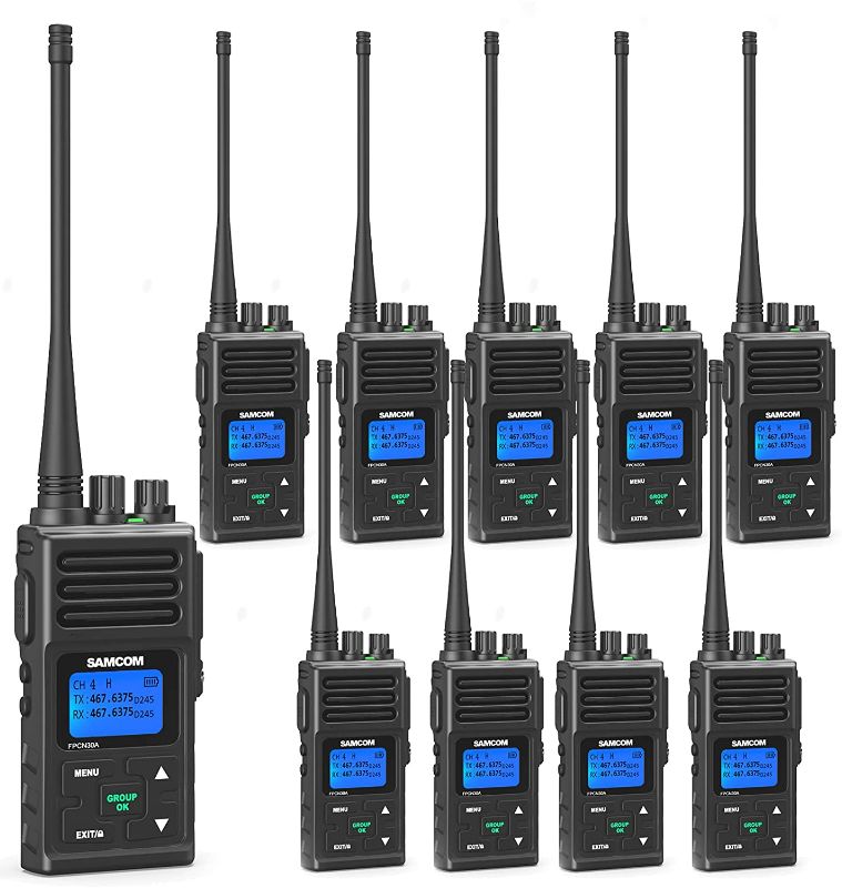 Photo 1 of 2 Way Radio Long Range 5 Watts High Power Walkie Talkies SAMCOM 20 Channels Programmable Rechargeable Handheld UHF Business Two Way Radio for Skiing Hiking Hunting,10 Pack
