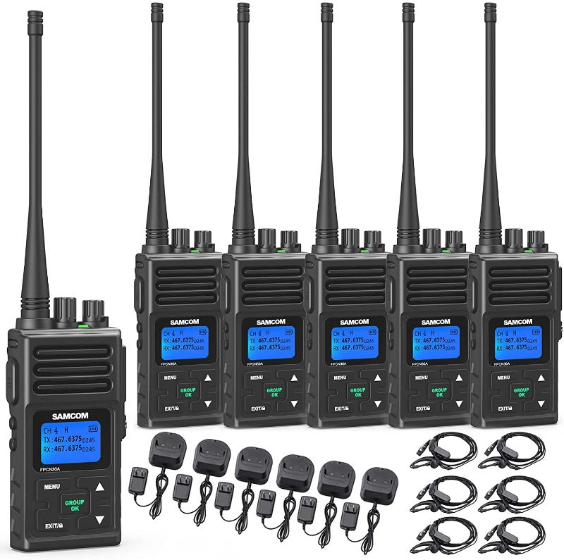 Photo 1 of SAMCOM Two Way Radios Long Range 5 Watts High Power Radio 2 Way Walkie Talkies Programmable Rechargeable Handheld UHF Business Radio for Skiing Hiking Hunting,6 Packs
