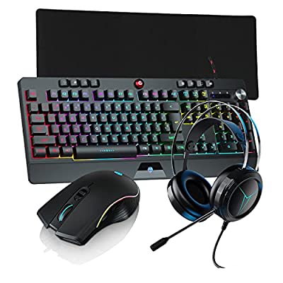 Photo 1 of Ludus Dominum 4-in-1 Gaming Combo Set Wired RGB Backlit Gaming Keyboard RGB Gaming Mouse Stereo Headphone and Extra Large Mouse Pad
