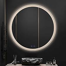 Photo 1 of Bathroom Led Mirror 27 inch Round Vanity Mirror with Led Lights Backlit Circle Mirror for Wall Mount Dimmable Anti-Fog 3 LED Color Adjustable
