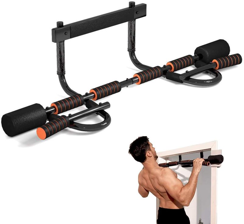 Photo 1 of YIOFOO Doorway Pull Up Bar with Ergonomic Grip, Exercise Equipment Body Gym System No Screws Trainer, Multi-Grip Chin Up Bar & Exercise Bar & Home Workout
