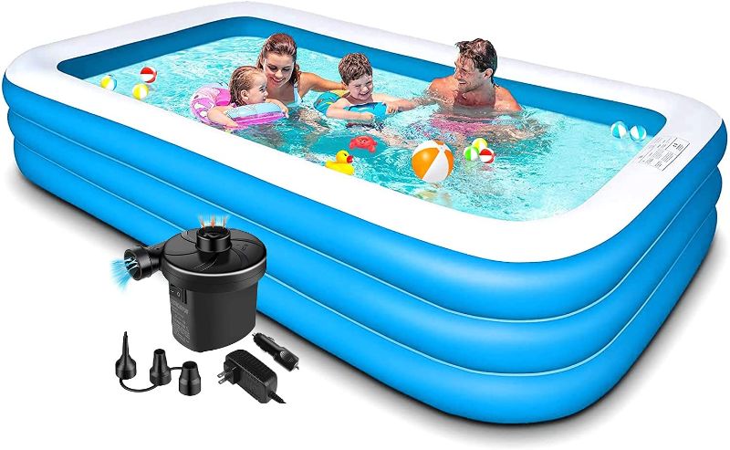 Photo 1 of Swimming Pool for Kids and Adults - 120x72x22in Kiddie Pool with Pump,Piscinas para Adultos,Blow up Pool,Inflatable Pool,Kids Pools for Backyard,Toddlers,Family,Outdoor,Garden
pump not included

