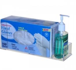 Photo 1 of Acrylic Single Pocket Glove Box Holder w/Hand Sanitizer Holder
