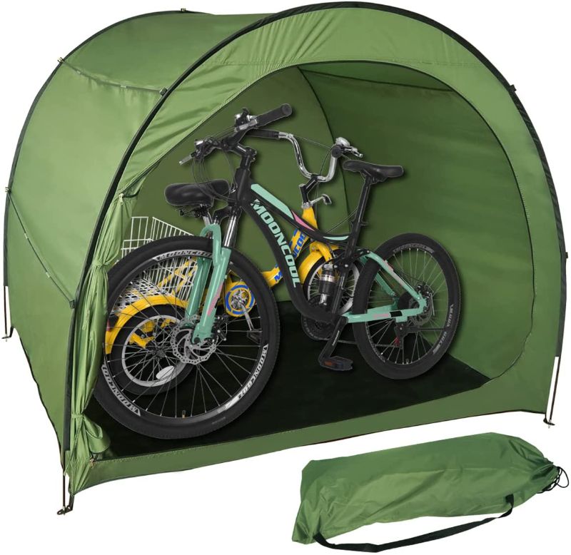 Photo 1 of H&ZT Bike Storage Tent Shed, 6.5'x 2.8' /6.5' x 4' Outdoor Cover for Bike, Lawn Mower & Garden Tools, Waterproof Tricycle Storage Shed Tent, W/Fixing Peg
