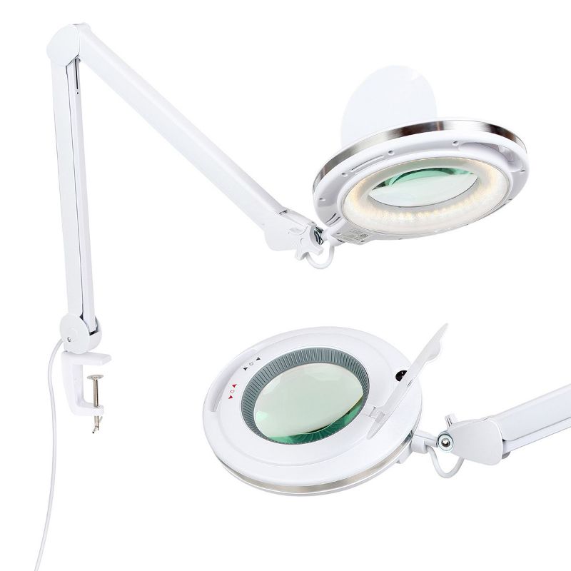 Photo 1 of Brightech Lightview Pro LED Adjustable Clamp Dimmable Magnifier Desk Lamp, White
