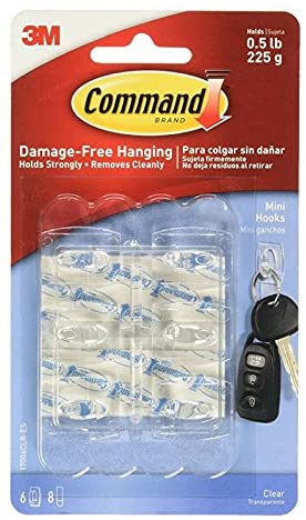 Photo 1 of Command(TM) Mini Clear Hooks with Clear Strips 17006CLR-VP, 18 Hooks with 24 Adh