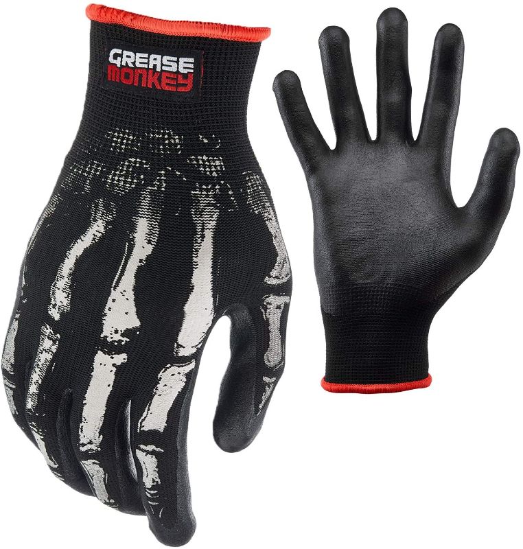 Photo 1 of 2pk Grease Monkey Bone Series Foam Nitrile Mechanic Gloves with Grip