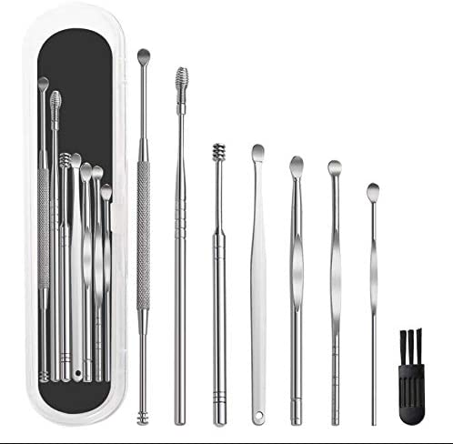 Photo 1 of 8 Pcs Ear Pick Earwax Removal Kit, Ear Cleansing Tool Set, Ear Curette Ear Wax Remover Tool with Cleaning Brush and Storage Box