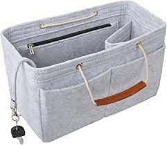 Photo 1 of Vercord Felt Handbag Insert Purse Organizers Bag Tote with Handle for Neverfull Speedy Women Light Grey Large
