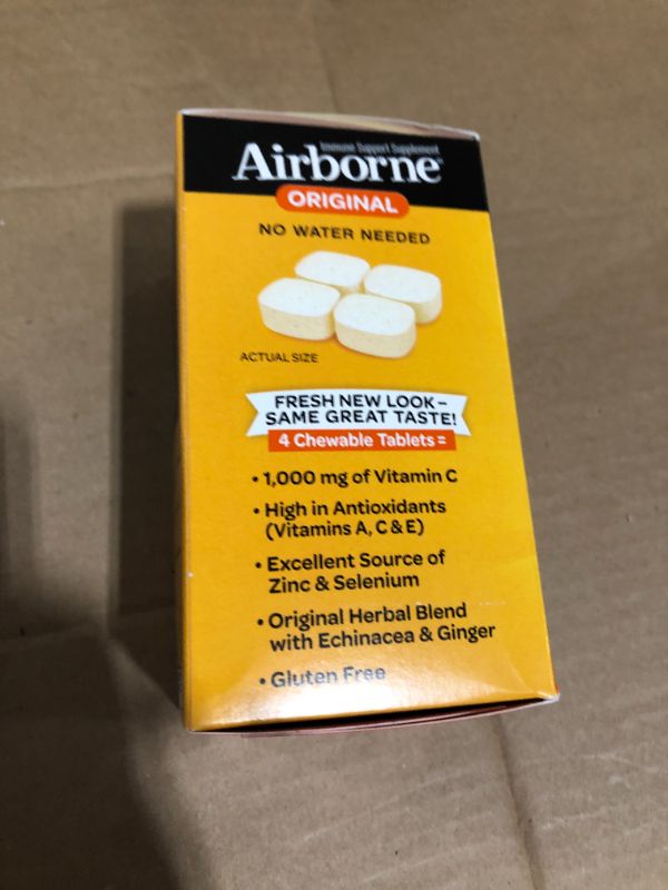 Photo 2 of Airborne Immune Support Chewable Tablets with Vitamin C & Zinc - Citrus - 96ct---exp 03-2022
