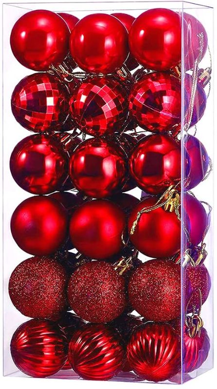 Photo 1 of Christmas Ornaments Balls Red Christmas Balls Christmas Ball Decorations 36Pcs 1.57" Hanging Christmas Ball Set for Xmas Tree Holiday Wedding Party...
