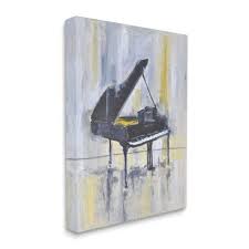 Photo 1 of "Distressed Grand Piano Instrument Blue Gold by Allayn Stevens Unframed Typography Canvas Wall Art Print 14 in. x 11 in.

