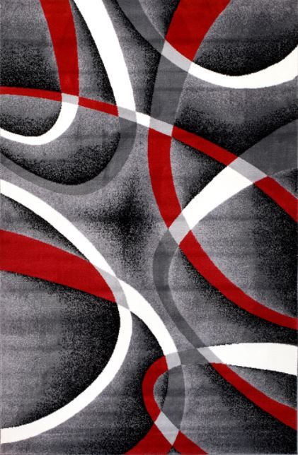 Photo 1 of Contempo Area Rug 34 Grey Red White Modern Abstract Carpet 7ft4in x 10ft 6in
