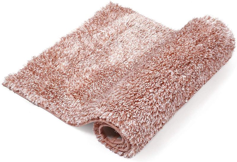 Photo 1 of BEQHAUSE Bath Rug ,24”x40”,100% Polyester Extra Shaggy Soft and Non-Slip Machine Washable Dry Bathroom Mats,Thick Plush Rugs for Bathroom Bathtub Kids Tub Shower,Pink
