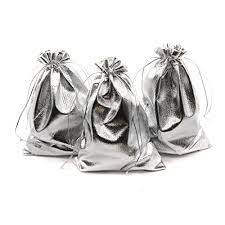 Photo 1 of BEAVOING Pack of 100 5"x 7" Heavy Duty Gold Drawstring Organza Jewelry Pouches Wedding Party Christmas Favor Gift Candy Chocolate Bags (Silver, 5"x 7")
