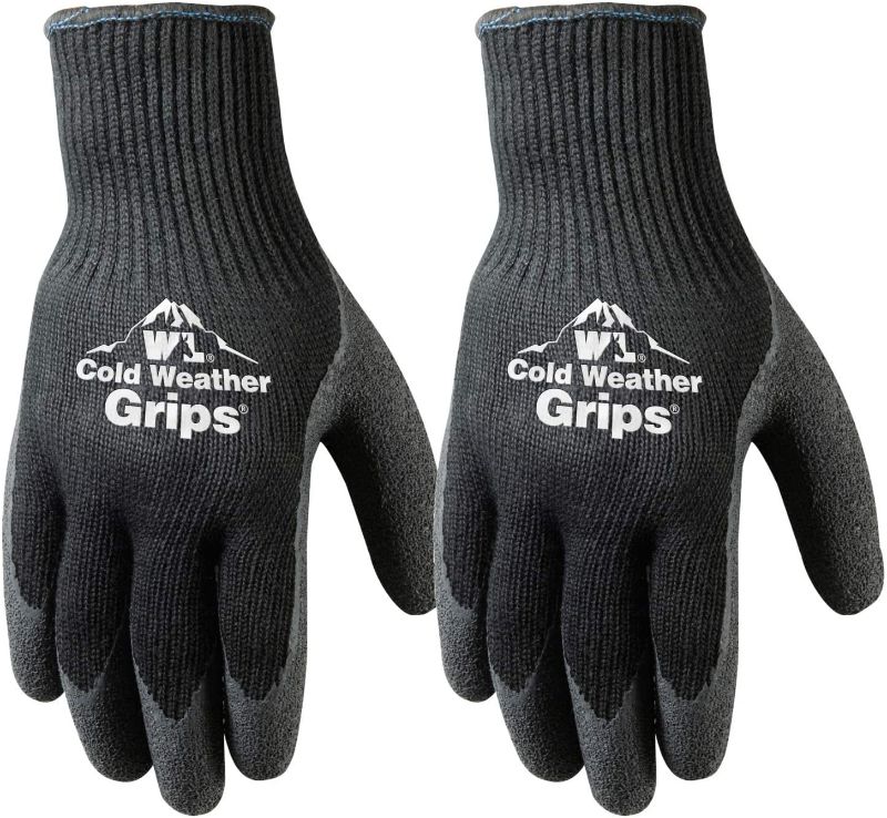 Photo 1 of Wells Lamont Cold Weather Latex Grip Versatile Winter Work Gloves | Cut & Tear Resistant | 2-Pair Pack, Medium (526MN) , Black
