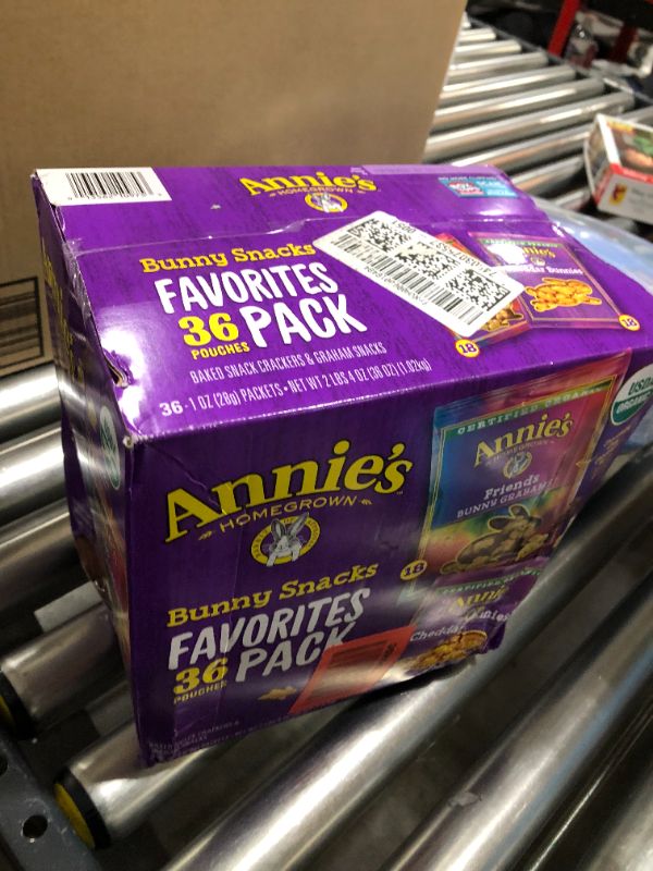 Photo 2 of Annie's Organic, Snack Variety Pack, Cheddar Bunnies and Bunny Grahams, 1 oz, 36 ct--- best by 03-feb-2022
