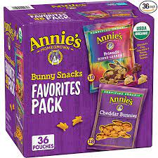 Photo 1 of Annie's Organic, Snack Variety Pack, Cheddar Bunnies and Bunny Grahams, 1 oz, 36 ct--- best by 03-feb-2022
