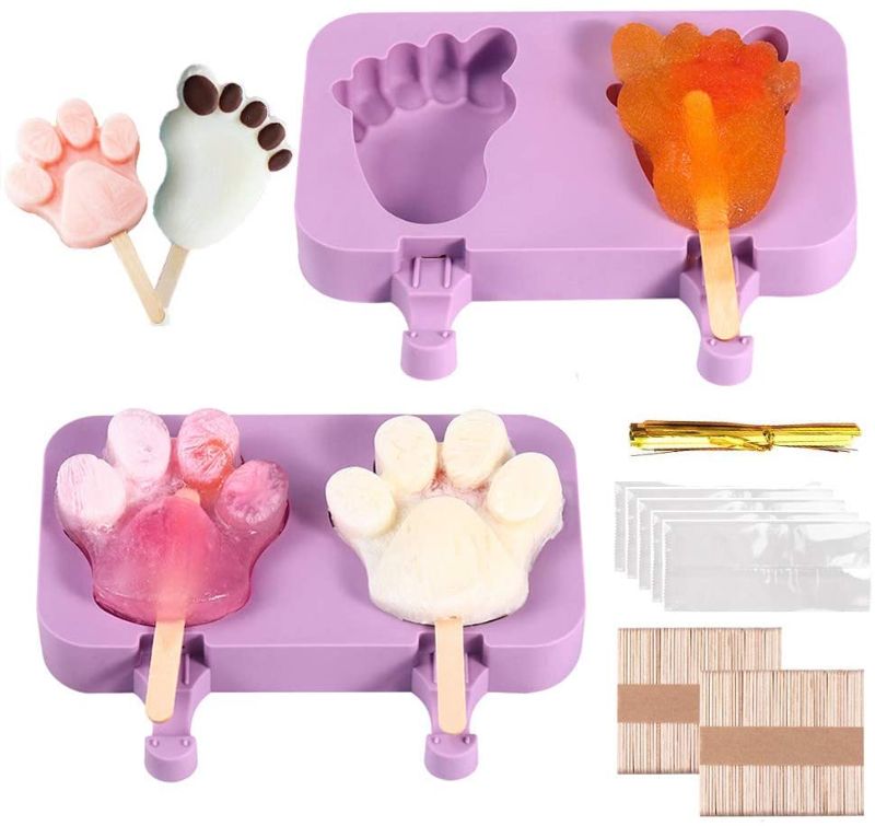 Photo 1 of 2 Pieces Silicone Popsicle Molds - 50Pcs Clear Popsicle Bags & 100 Wooden Popsicle Sticks Set Reusable Popsicle Mold Ice Pop Mold DIY Easy Release Cake Pop Molds
