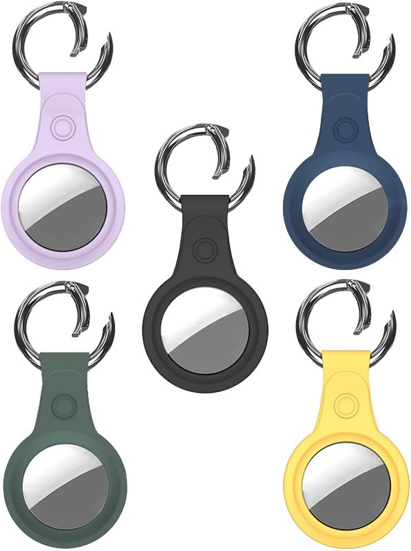 Photo 1 of AirTag Keychain for Apple AirTag Case Silicone, 5 Pack AirTag Holder with Anti-Lost Key Ring, Protective Waterproof AirTag Cover for Pets,Cats,Dogs, Keys, Backpacks,Multi-Color Airtag Accessories
