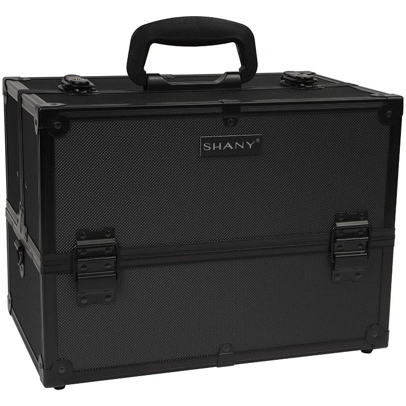 Photo 1 of SHANY Essential Pro Makeup Train Case with Shoulder Strap and Locks - Black On Black
