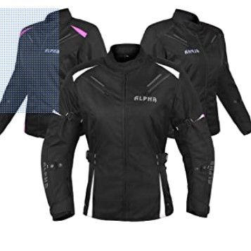 Photo 1 of ALPHA CYCLE GEAR ALL SEASON WOMEN MOTORCYCLE JACKET WATERPROOF RIDING WITH CE ARMOUR (BLACK/WHITE, XL)