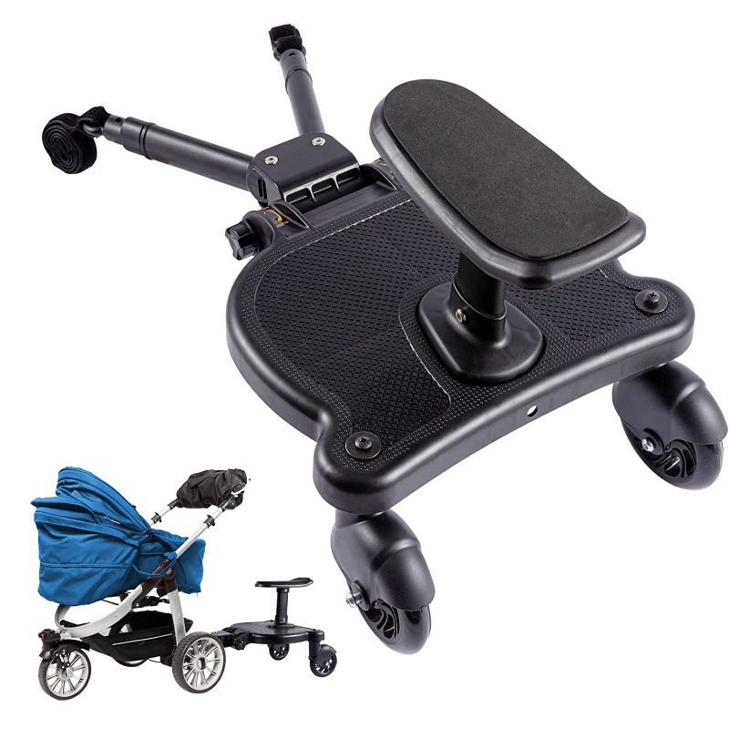 Photo 1 of Universal Stroller Board with Removable Seat- 3-in-1 Baby Stroller Ride Board Stable Stroller Glider Board Sit and Stand Stroller Ride Board Fits for Most Brands' Stroller (Holds Children Up to 55lbs)