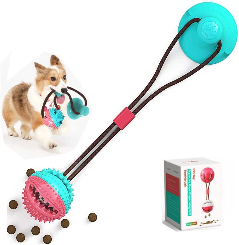 Photo 1 of Dog Chew Toys, Dog Rope Ball Pull Toy with Double Suction Cup, Multifunctional Interactive Dog Tug of War Toy, Pet Aggressive Chewers with Teeth Cleaning and Food Dispensing Features