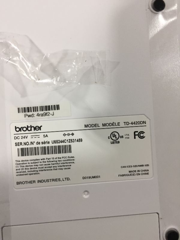 Photo 3 of Brother TD4420DN 4-inch Thermal Desktop Barcode and Label Printer, 203 dpi, 8 IPS, Standard USB and Serial, Ethernet LAN
