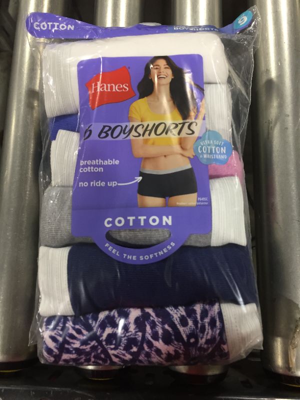 Photo 2 of Hanes Women's Sporty Cotton Assorted Boyshort Underwear, 6-Pack
size 9