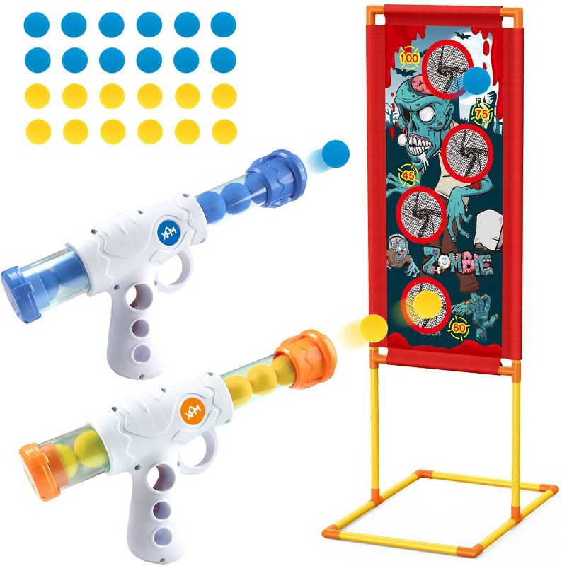 Photo 1 of JELOSO Shooting Game Toy Gifts for 5 6 7 8 9 10+ Years Old Kids Boys, 2PK Popper Air Guns with 24 Foam Balls, Christmas Zombie Shooting Targets , Compatible with Nerf Gun
