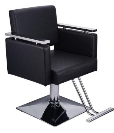 Photo 1 of 360°Swivel Square Hydraulic Adjustable Barber Chair Salon Equipment Heavy Duty Salon Chair Black
